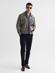 Reiss Knitwear | Blackhall Merino Wool Zip Neck Jumper Mid Grey Melange - Men