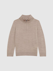 Reiss Knitwear | Blackhall Zip Up Knitted Jumper Wheat Melange - Children