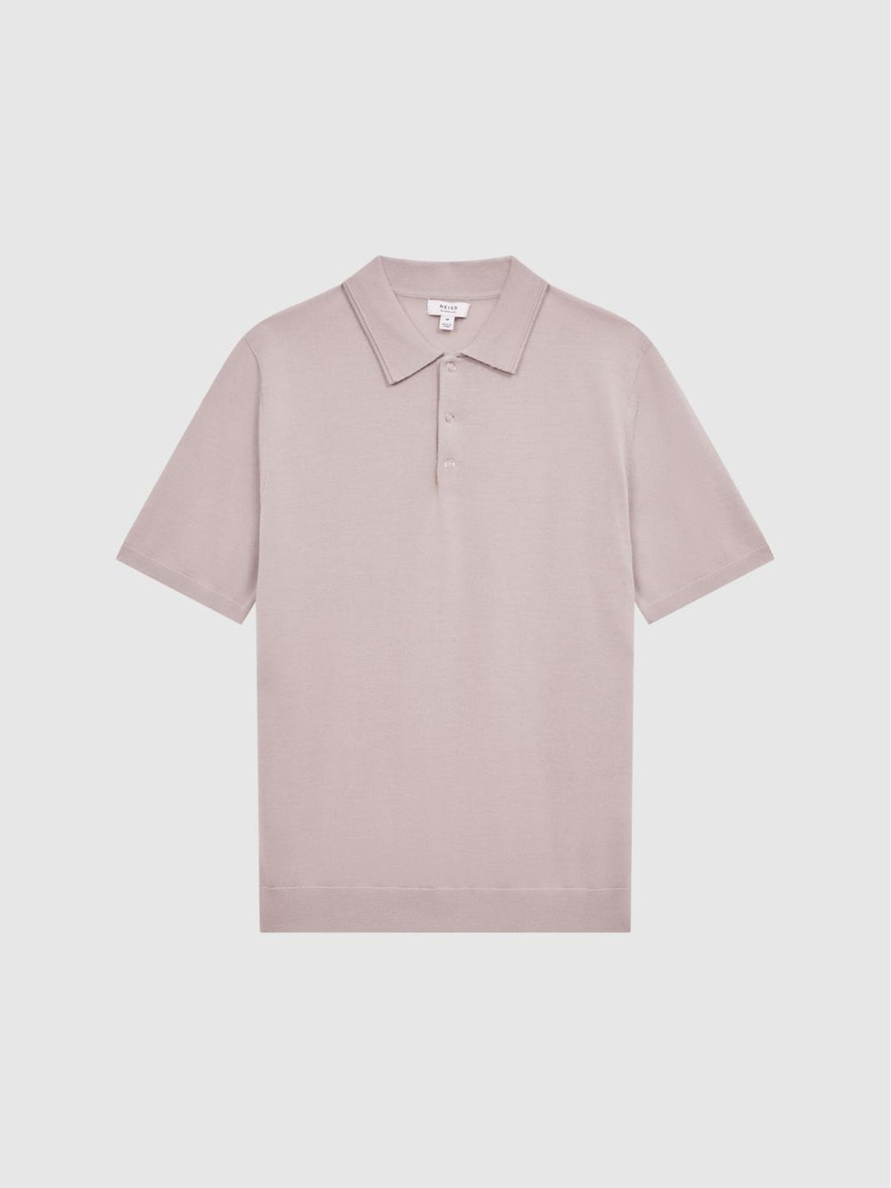 Reiss Knitwear | Blair Merino Press Stud Polo T-Shirt Stone - Men
