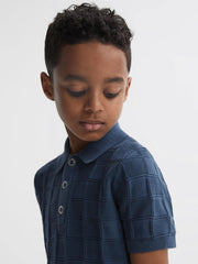 Reiss Knitwear | Blaze Cotton Press-Stud Polo T-Shirt Blue - Children
