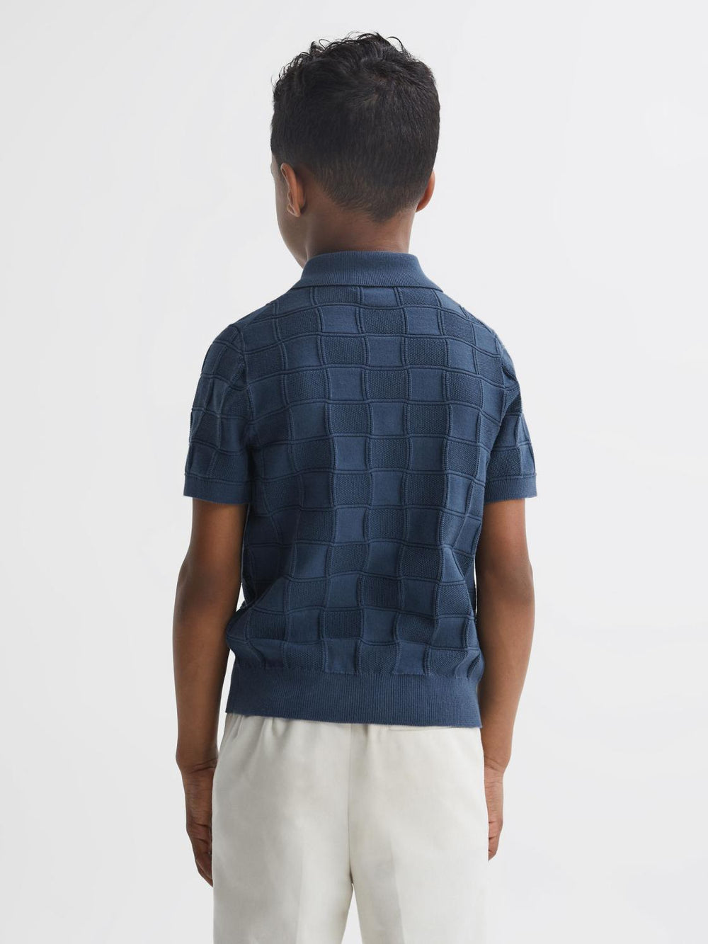 Reiss Knitwear | Blaze Cotton Press-Stud Polo T-Shirt Blue - Children