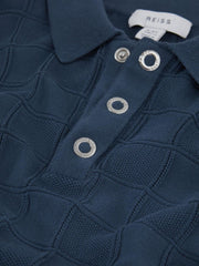 Reiss Knitwear | Blaze Cotton Press-Stud Polo T-Shirt Blue - Children