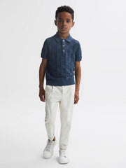Reiss Knitwear | Blaze Cotton Press-Stud Polo T-Shirt Blue - Children