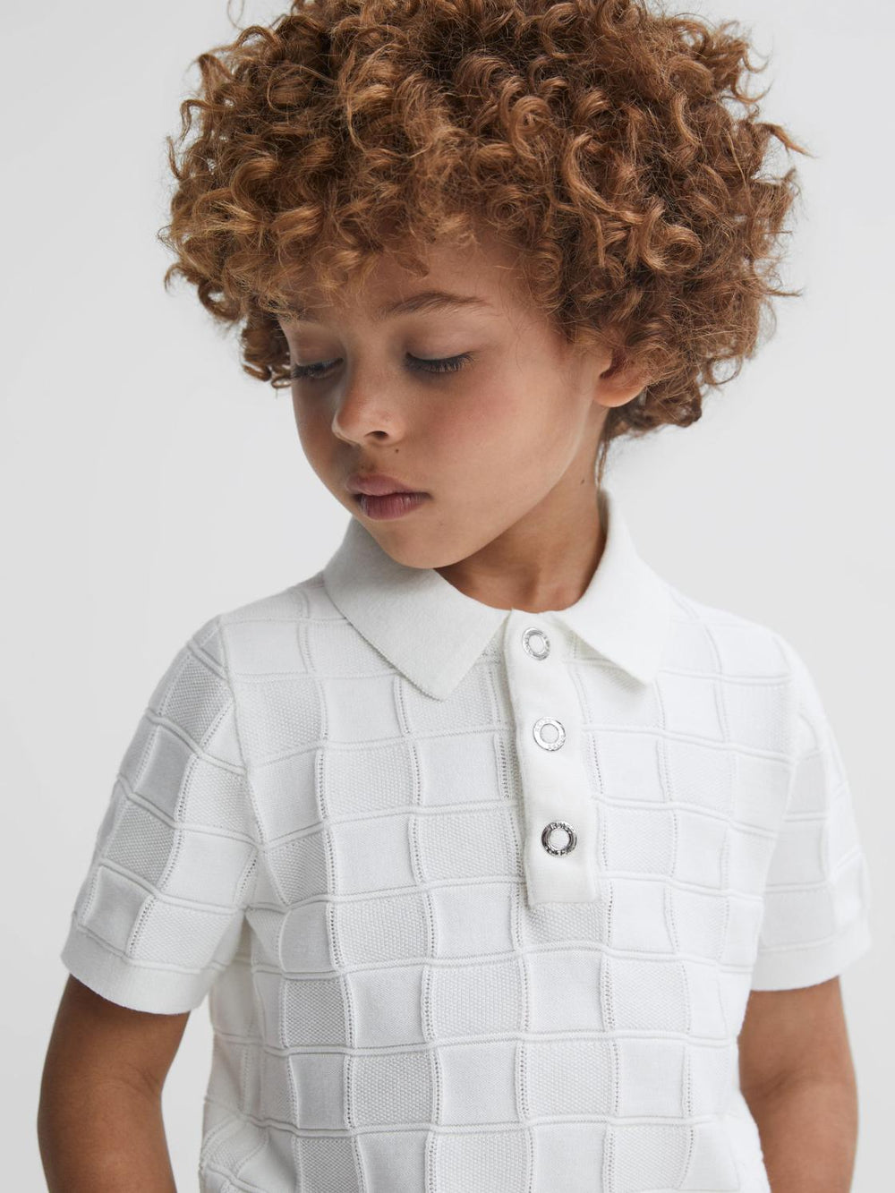 Reiss Knitwear | Blaze Cotton Press-Stud Polo T-Shirt White - Children