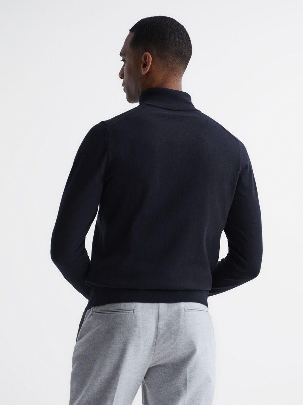 Reiss Knitwear | Bond Half Zip Funnel Neck Cotton Jumper Navy - Men