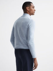 Reiss Knitwear | Bond Half Zip Funnel Neck Cotton Jumper Navy - Men