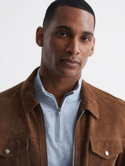 Reiss Knitwear | Bond Half Zip Funnel Neck Cotton Jumper Navy - Men