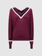 Reiss Knitwear | Bonita The Upside V-Neck Jumper Dark Red - Women