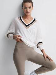 Reiss Knitwear | Bonita The Upside V-Neck Jumper White - Women
