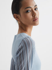 Reiss Knitwear | Brooklyn Sheer Sleeve Top Ivory - Women