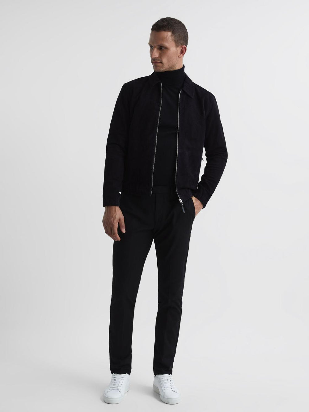 Reiss Knitwear | Caine Merino Wool Roll Neck Jumper Black - Men