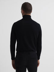 Reiss Knitwear | Caine Merino Wool Roll Neck Jumper Black - Men