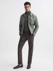 Reiss Knitwear | Caine Merino Wool Roll Neck Jumper Mid Grey Melange - Men