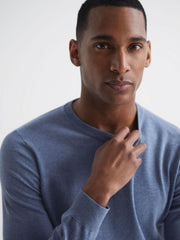 Reiss Knitwear | Charles Slim Fit Cotton Crew Neck Jumper Blue - Men