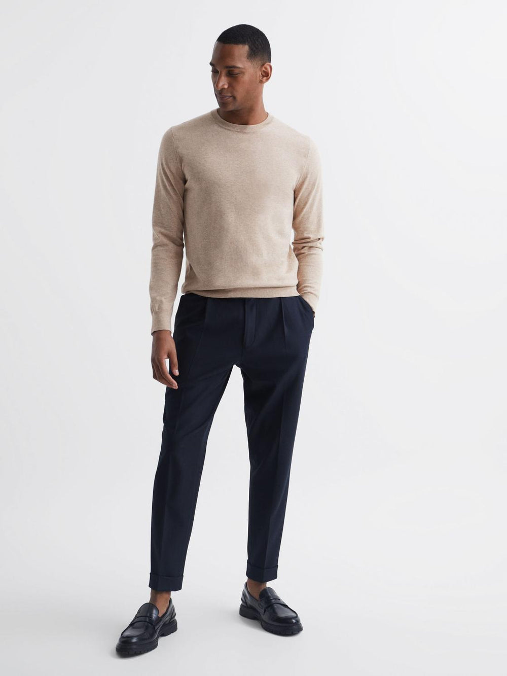 Reiss Knitwear | Charles Slim Fit Cotton Crew Neck Jumper Oatmeal - Men