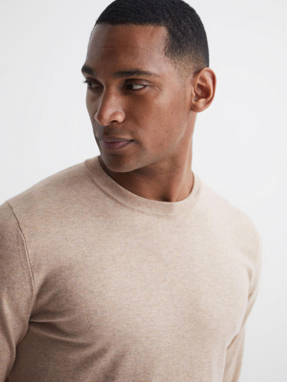 Reiss Knitwear | Charles Slim Fit Cotton Crew Neck Jumper Oatmeal - Men