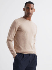 Reiss Knitwear | Charles Slim Fit Cotton Crew Neck Jumper Oatmeal - Men