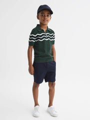Reiss Knitwear | Cole Half-Zip Textured T-Shirt Emerald - Children