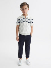 Reiss Knitwear | Cole Half-Zip Textured T-Shirt Optic White - Children