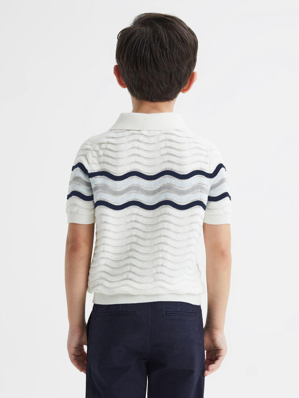 Reiss Knitwear | Cole Half-Zip Textured T-Shirt Optic White - Children