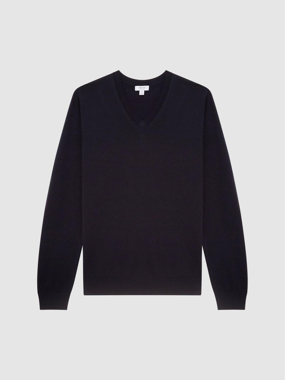 Reiss Knitwear | Earl Merino V-Neck Jumper Black - Men