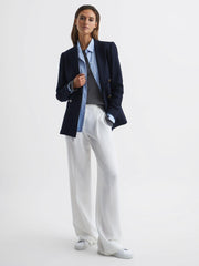 Reiss Knitwear | Elle Slim Fit Ribbed Crew Neck Split Sleeve Jumper Grey - Women