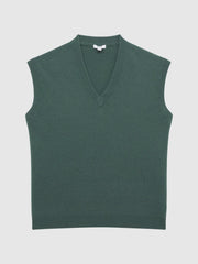 Reiss Knitwear | Fiji Wool Blend Sleeveless Knitted Vest Ecru - Men