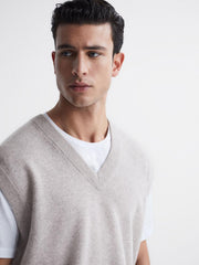 Reiss Knitwear | Fiji Wool Blend Sleeveless Knitted Vest Heather - Men