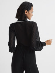 Reiss Knitwear | Fran Sheer Sleeve Top Black - Women