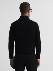 Reiss Knitwear | Hampshire Merino Wool Zip Through Jumper Black - Men