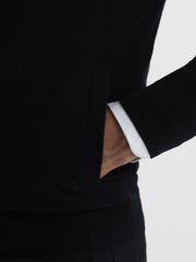 Reiss Knitwear | Hampshire Merino Wool Zip Through Jumper Black - Men