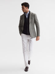 Reiss Knitwear | Hampshire Merino Wool Zip Through Jumper Navy - Men