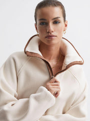 Reiss Knitwear | Harlow The Upside Half-Zip Jumper Natural - Women
