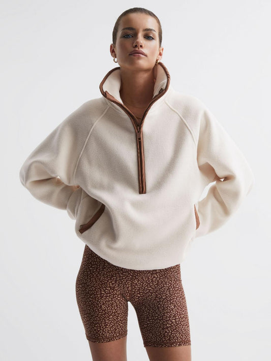 Reiss Knitwear | Harlow The Upside Half-Zip Jumper Natural - Women