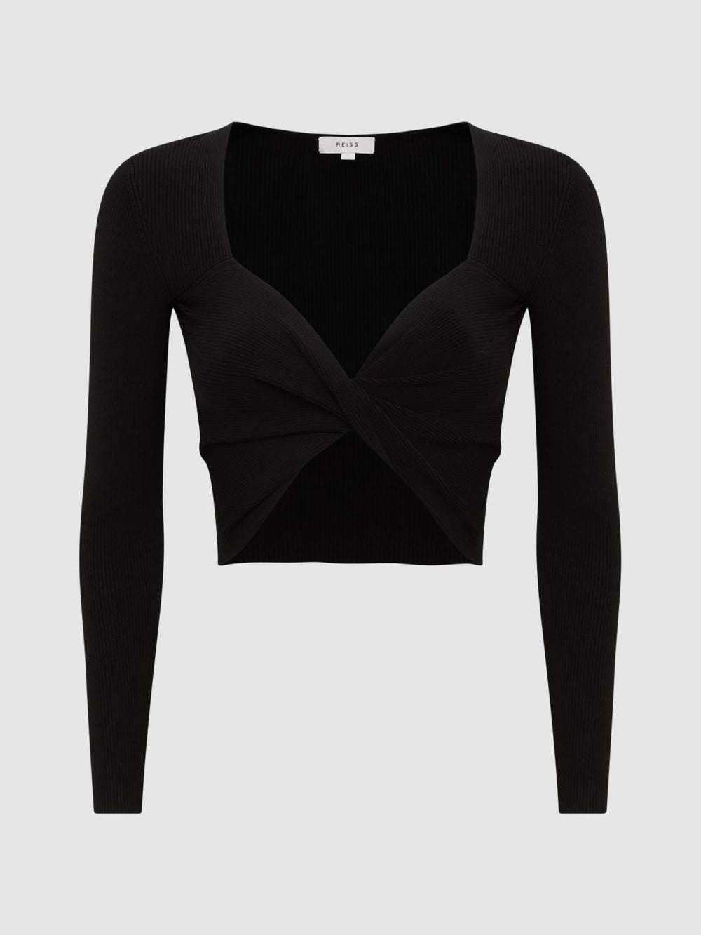 Reiss Knitwear | Iona Knitted Twist Cropped Top Black - Women