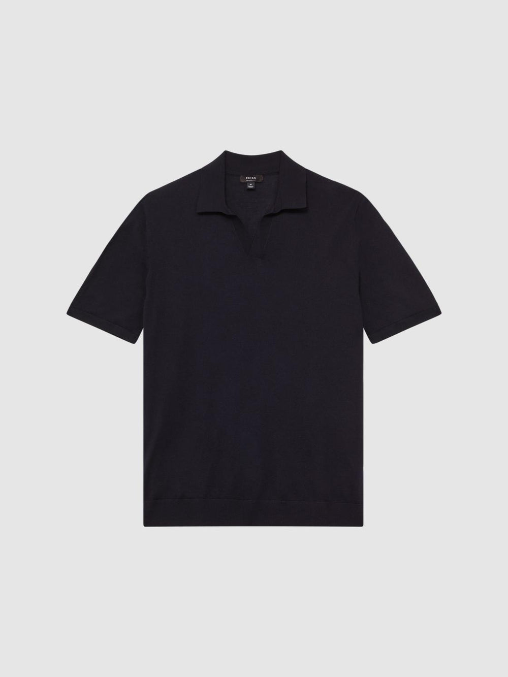 Reiss Knitwear | Malbec Open Collar Silk Merino Polo Shirt Navy - Men