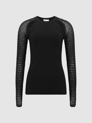 Reiss Knitwear | Maria Sheer Twist Front Jumper Black - Women