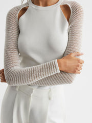 Reiss Knitwear | Maria Sheer Twist Front Jumper Ivory - Women