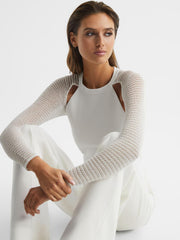 Reiss Knitwear | Maria Sheer Twist Front Jumper Ivory - Women