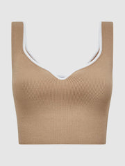 Reiss Knitwear | Marion Cropped Sweetheart Neckline Top Camel/ivory - Women