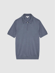Reiss Knitwear | Maxwell Merino Zip Neck Polo Apple - Men