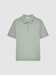 Reiss Knitwear | Maxwell Merino Zip Neck Polo Apple - Men