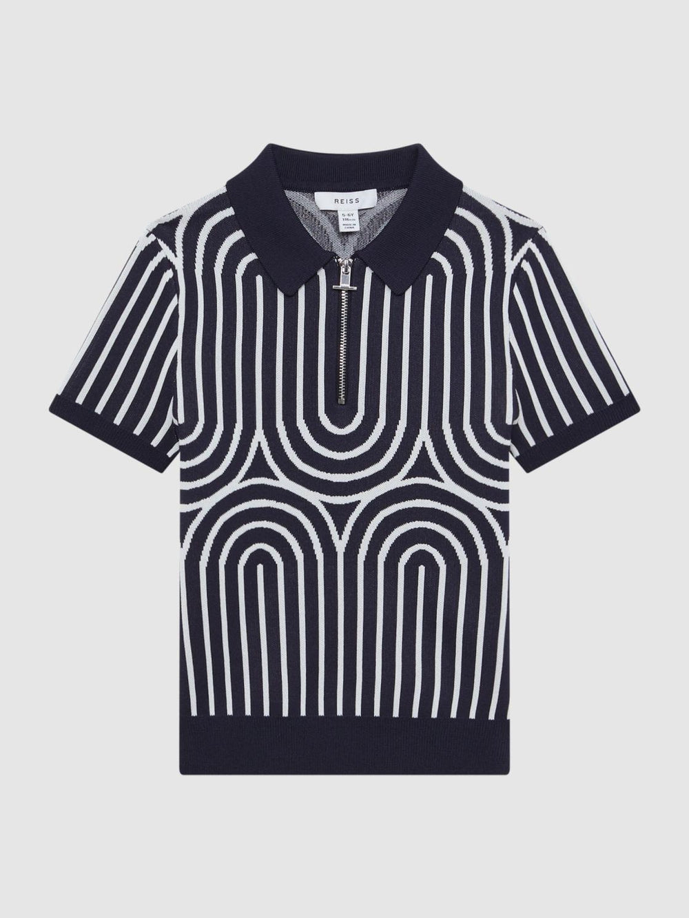 Reiss Knitwear | Maycross Half-Zip Striped Polo T-Shirt Navy/white - Children