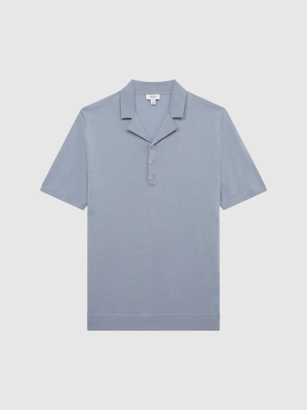Reiss Knitwear | Moore Merino Wool Cuban Collar Polo T-Shirt Dove Blue - Men