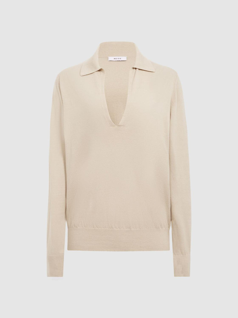 Reiss Knitwear | Nellie Deep V-Collared Knit Top Blue - Women