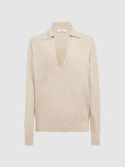 Reiss Knitwear | Nellie Deep V-Collared Knit Top Blue - Women