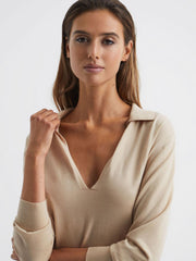 Reiss Knitwear | Nellie Deep V-Collared Knit Top Blue - Women