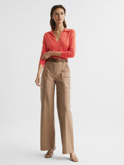 Reiss Knitwear | Nellie Deep V-Collared Knit Top Blue - Women