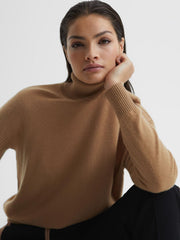 Reiss Knitwear | Nova Knitted Roll Neck Jumper Black/camel - Women