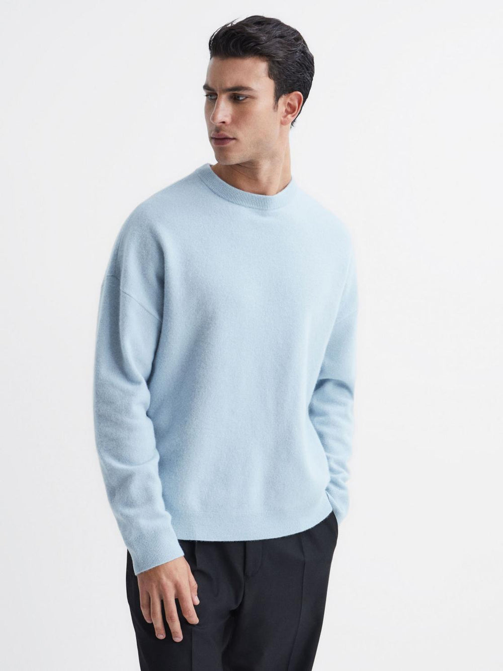Reiss Knitwear | Prague Merino Blend Crew Neck Jumper Aquamarine - Men